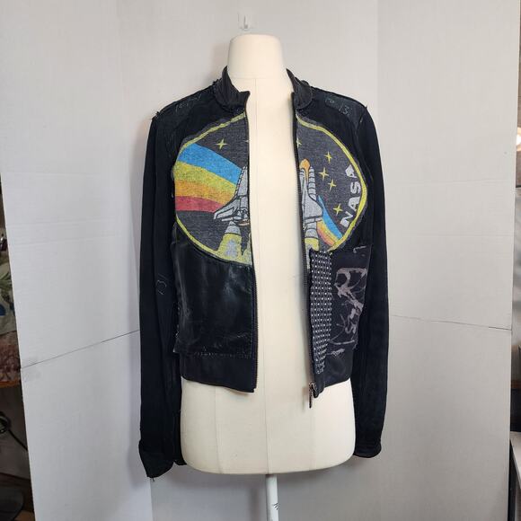 Upcycled Leather Statement Jacket – Double-Sided - Picture 1 of 16